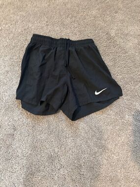 Nike Black Kids Athletic Shorts with White Swoosh
